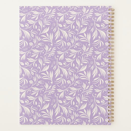 Minimaal Violet Botanische Bladeren Wervelt Patroo Planner (Achterkant)