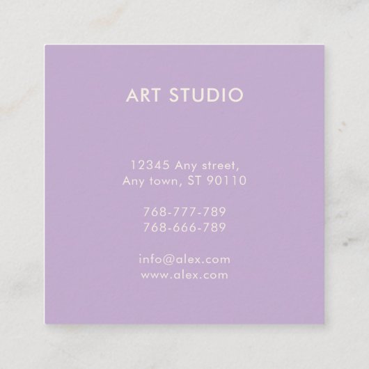 Minimaal Violet Lavender verlaat Patroonscript Vierkante Visitekaartje (Achterkant)