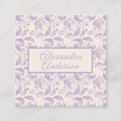 Minimaal Violet Lavender verlaat Patroonscript Vierkante Visitekaartje (Voorkant)