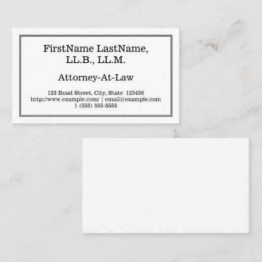 Minimaal Visitekaartje van advocaat (Voorkant / Achterkant)