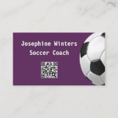 Minimaal Voetbal Paarse QR Code Football Coach Visitekaartje (Voorkant)