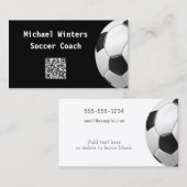 Minimaal Voetbal Zwart QR Code Football Coach Visitekaartje (Voorkant / Achterkant)