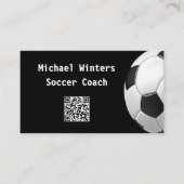 Minimaal Voetbal Zwart QR Code Football Coach Visitekaartje (Voorkant)