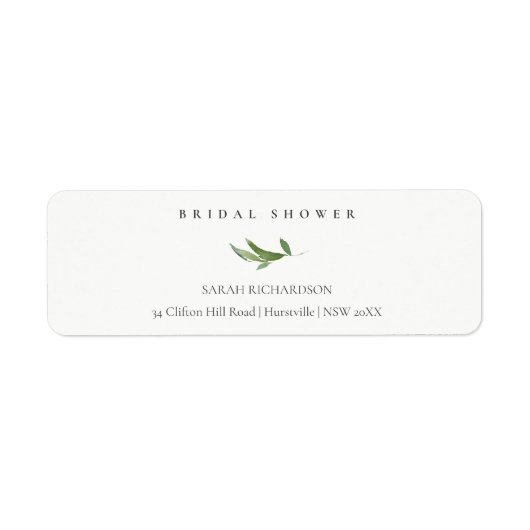 Minimaal Vrijgezellenfeest Foliage Greenery Addres Etiket (Voorkant)