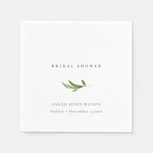 Minimaal Vrijgezellenfeest van Leafy Foliage Green Servet (Voorkant)