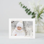 Minimaal Vrolijk Kerstfeest Wit Goud Foto Feestdagenkaart (Staand voorkant)