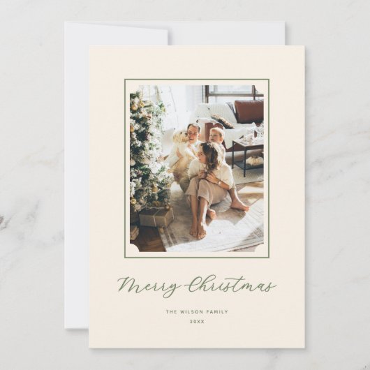 Minimaal vrolijk kerstscript Verticale één foto Feestdagenkaart (Voorkant)