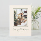 Minimaal vrolijk kerstscript Verticale één foto Feestdagenkaart (Staand voorkant)