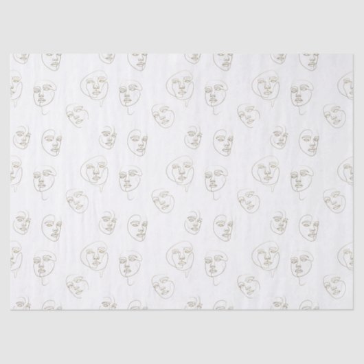 Minimaal Vrouwelijk Gezicht Lijnpatroon (1) Tissuepapier (Voorkant)