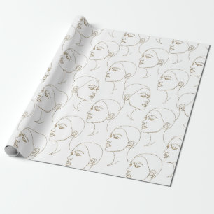 Minimaal Vrouwelijk Gezicht Lijnpatroon (2) Cadeaupapier