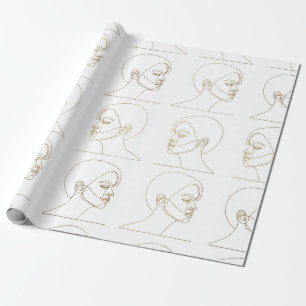 Minimaal Vrouwelijk Gezicht Lijnpatroon (4) Cadeaupapier