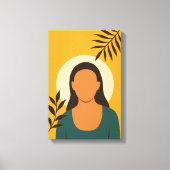 Minimaal vrouwenportret met bladeren canvas afdruk (Voorkant)