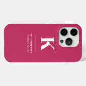 Minimaal warm roze modern Typografisch monogram Case-Mate iPhone Case (Achterkant (horizontaal))