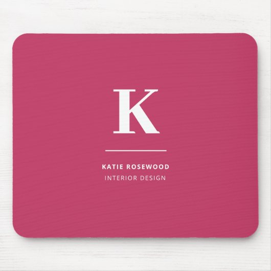 Minimaal warm roze modern Typografisch monogram Muismat (Voorkant)