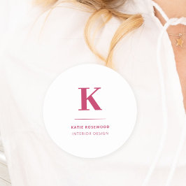 Minimaal warm roze modern Typografisch monogram Naamplaatje