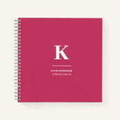 Minimaal warm roze modern Typografisch monogram Notitieboek (Voorkant)