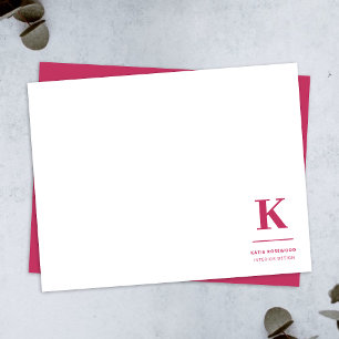 Minimaal warm roze modern Typografisch monogram Notitiekaartje