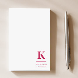 Minimaal warm roze modern Typografisch monogram Post-it® Notes