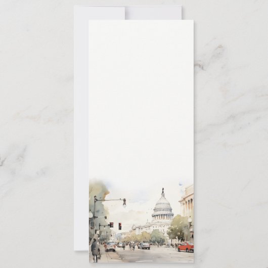 Minimaal Washington DC Waterverf Menu Kaart (Achterkant)