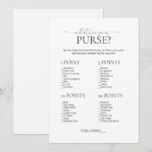 Minimaal wat er in uw Purse Vrijgezellenfeest Game Kaart (Voorkant / Achterkant)