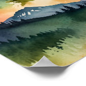 Minimaal Watercolor Berglandschap Poster (Hoek)