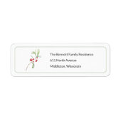 Minimaal Watercolor Kerst Retouradres Label (Voorkant)
