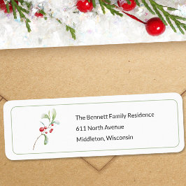 Minimaal Watercolor Kerst Retouradres Label