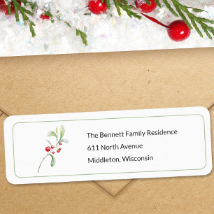 Minimaal Watercolor Kerst Retouradres Label