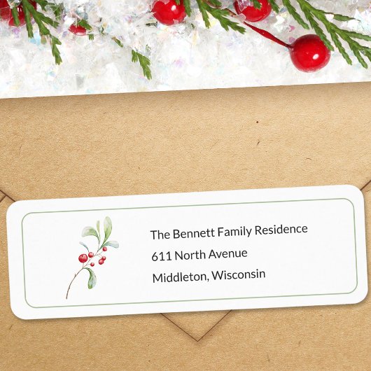 Minimaal Watercolor Kerst Retouradres Label