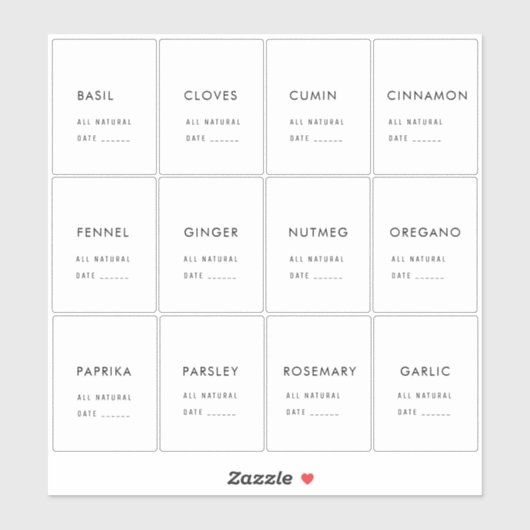 Minimaal waterdicht keukenetiket sticker (Vel)