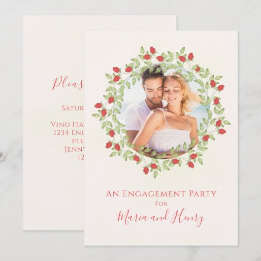 Minimaal Waterverf Roos Floral van Engagement Part Kaart (Voorkant / Achterkant)