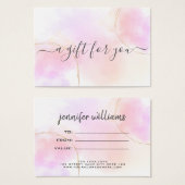 Minimaal waterverf roze goud chic Cadeaubon Visitekaartje (Voorkant /achterkant)