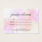 Minimaal waterverf roze goud chic Cadeaubon Visitekaartje (Achterkant)