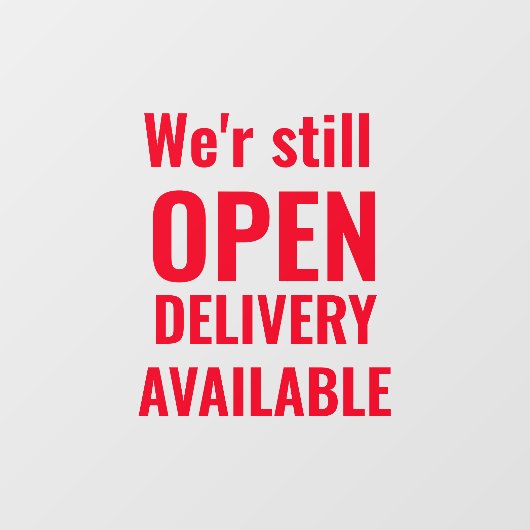 Minimaal We zijn nog steeds open Rood Raamsticker (Vel)