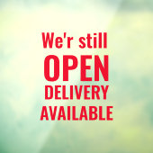 Minimaal We zijn nog steeds open Rood Raamsticker (Vel 3)