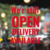 Minimaal We zijn nog steeds open Rood Raamsticker