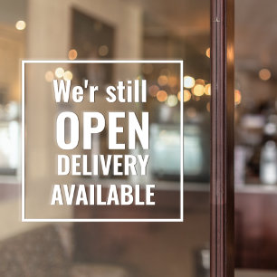 Minimaal We zijn nog steeds open Transparante vens Raamsticker