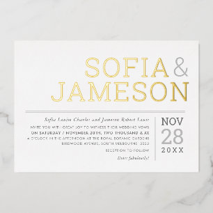 MINIMAAL WEDING, eenvoudig modern, zacht bleek Folie Uitnodiging