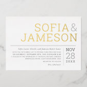 MINIMAAL WEDING, eenvoudig modern, zacht bleek Folie Uitnodiging (Voorkant)