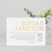 MINIMAAL WEDING, eenvoudig modern, zacht bleek Folie Uitnodiging (Staand Voorkant)