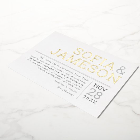 MINIMAAL WEDING, eenvoudig modern, zacht bleek Folie Uitnodiging (Gedraaid)