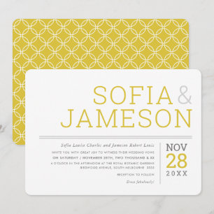 MINIMAAL WEDING eenvoudige, moderne grijze mosterd Kaart