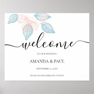 Minimaal Welkomstteken voor Floral Wedding Poster