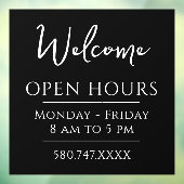 Minimaal welkomstvenster en venster Openuren Cl Raamsticker (Vel 3)