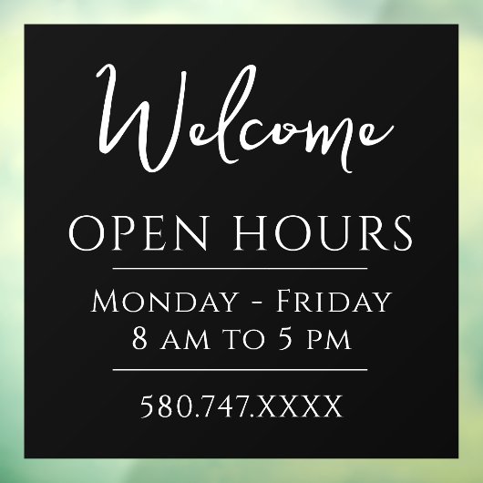 Minimaal welkomstvenster en venster Openuren Cl Raamsticker (Vel 3)