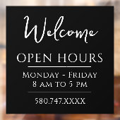 Minimaal welkomstvenster en venster Openuren Cl Raamsticker (Vel 2)