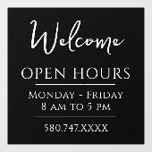 Minimaal welkomstvenster en venster Openuren Cl Raamsticker (Vel)