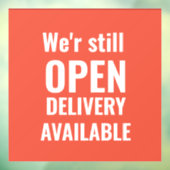 Minimaal We're Still Open Rode Raamsticker (Vel 3)