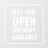 Minimaal We're Still Open Transparante Raamfolie Raamsticker (Vel)