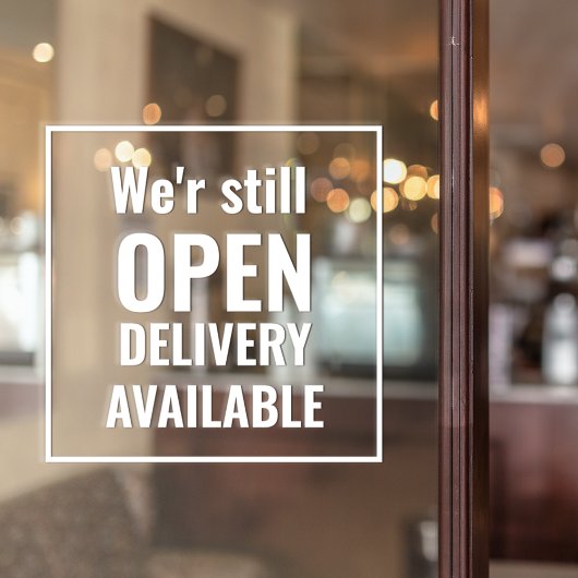 Minimaal We're Still Open Transparante Raamfolie Raamsticker